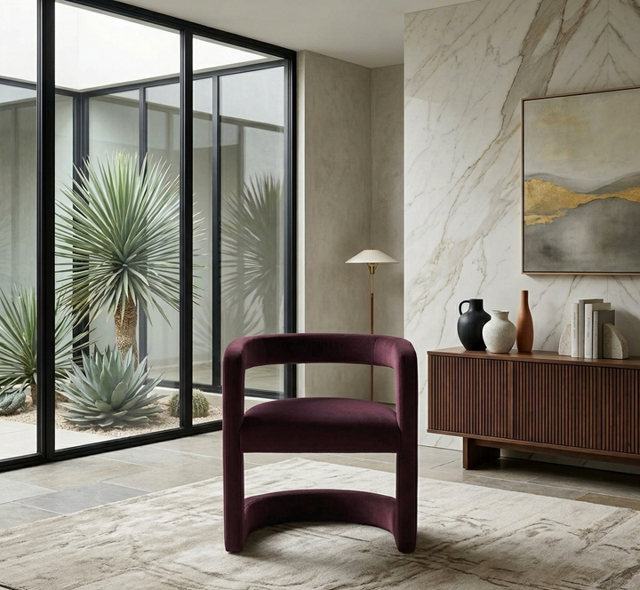 Vigo Velvet Accent Chair-Mulberry Denmark Home