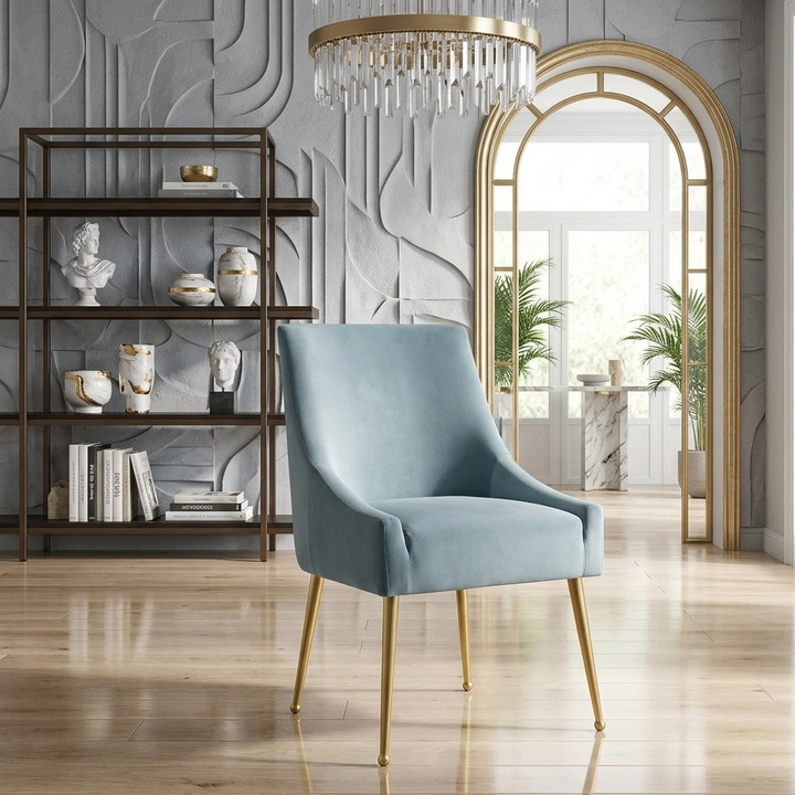 Swoop Performance Velvet Dining Chair - Light Blue Denmark Home