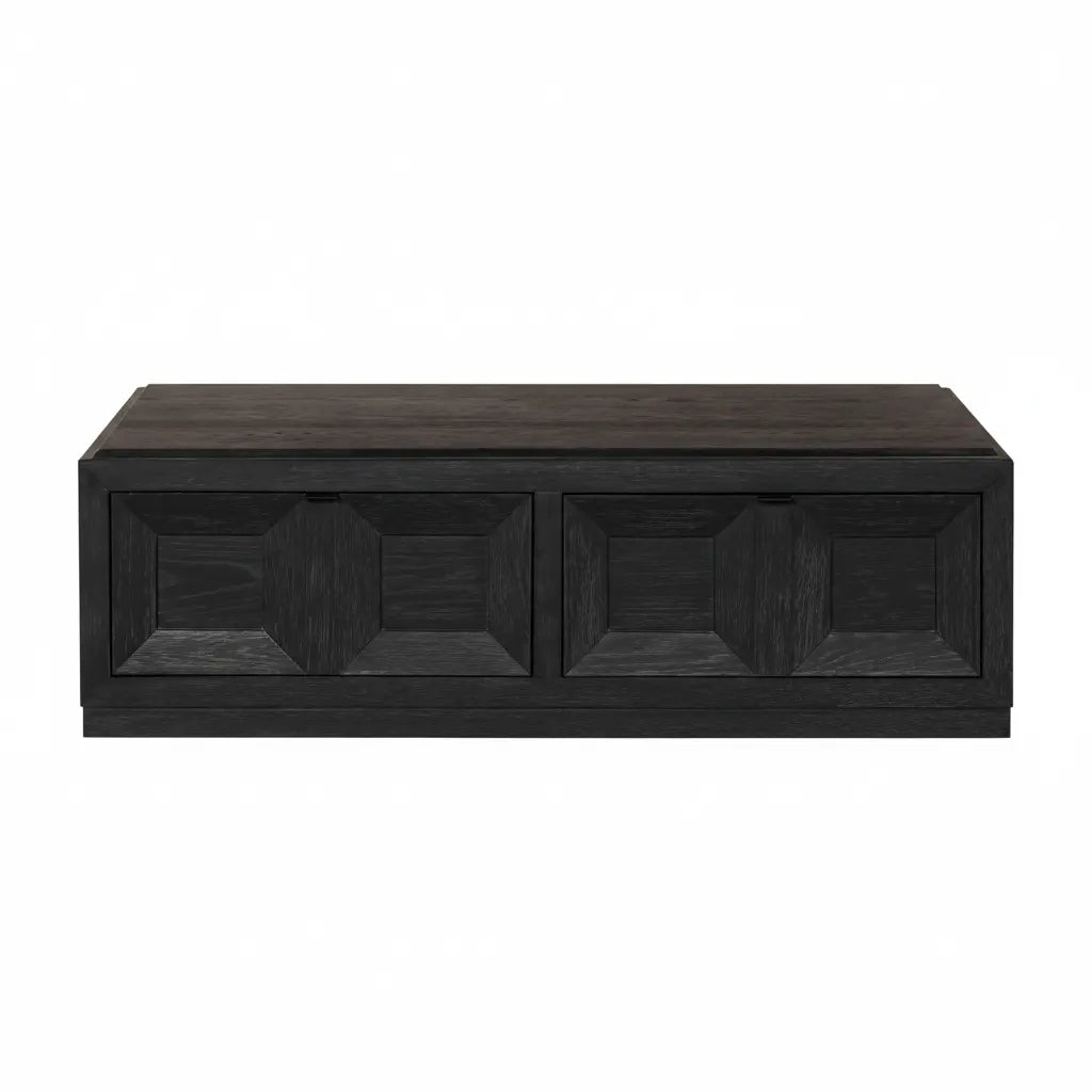 Axis Rectangular Cocktail Table – Black with Ornamental Sunken Panels Denmark Home