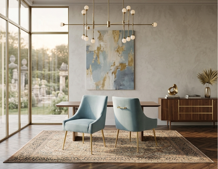 Swoop Performance Velvet Dining Chairs - Light Blue Denmark Home