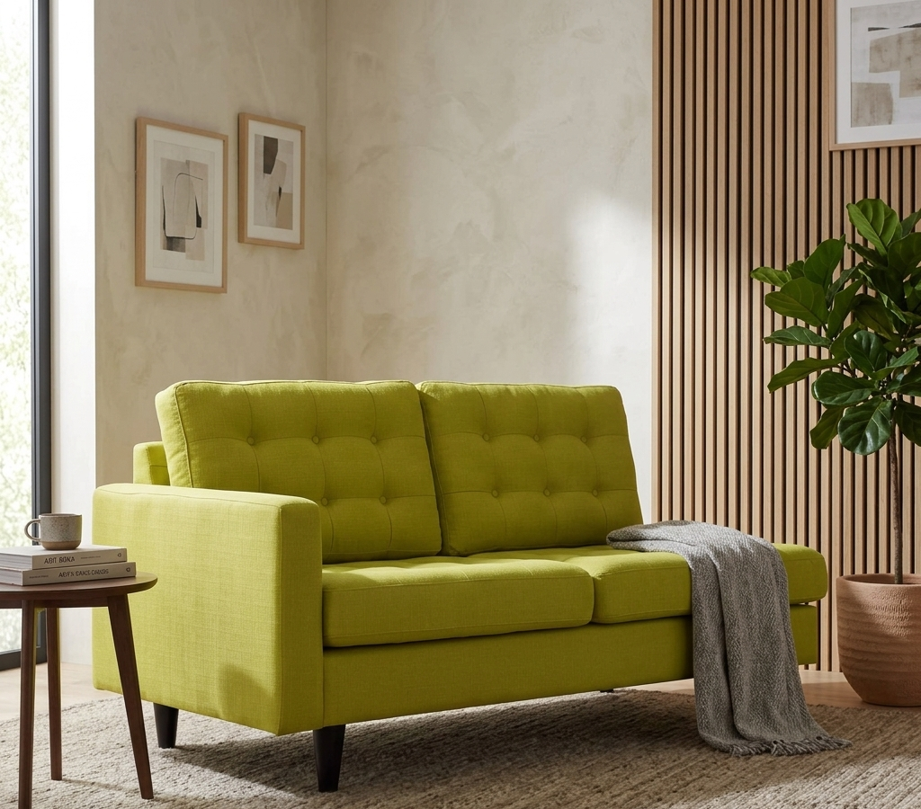 Oura Tufted Fabric Left-Facing Loveseat - Wheatgrass