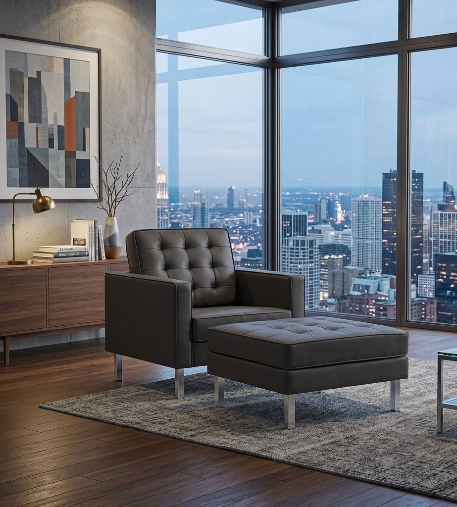 Iona Armchair and Ottoman Set – Silver Gray Denmark Home