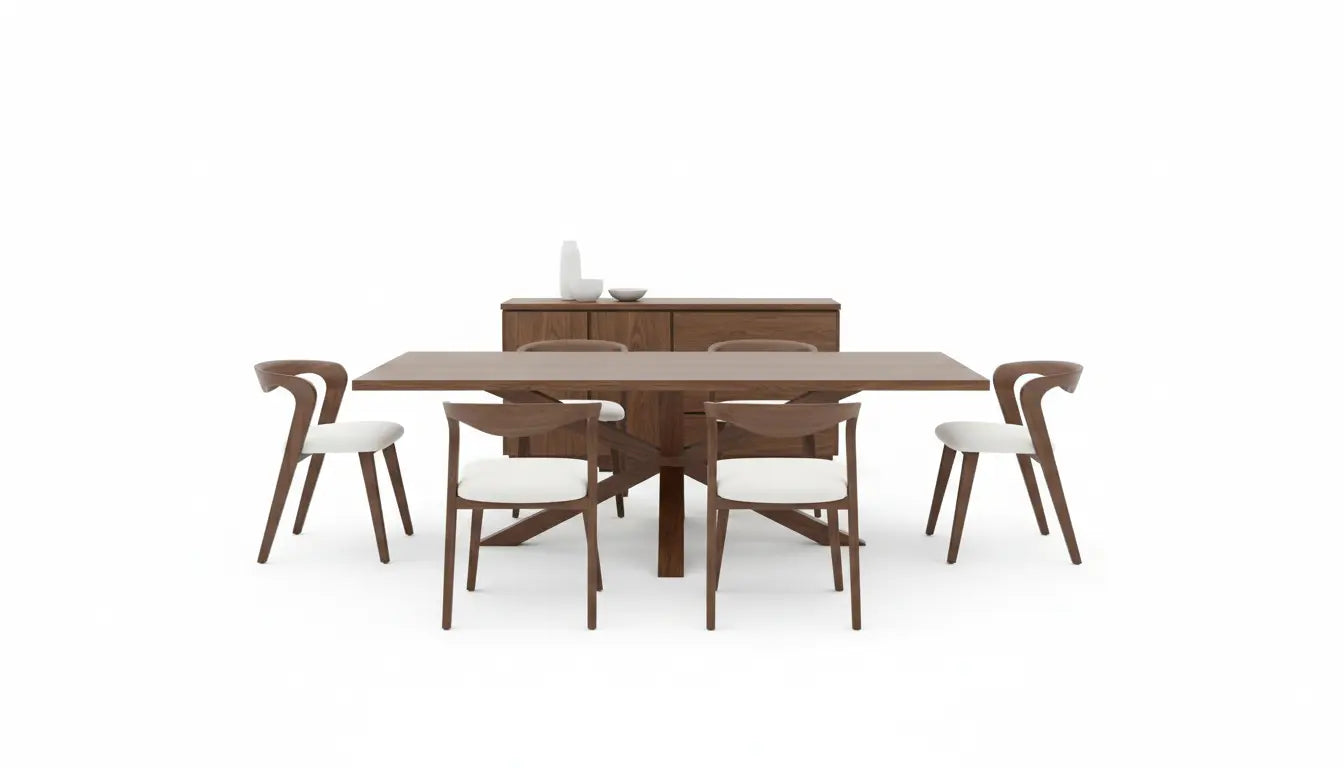 Kael Dining Table – Rich Walnut Solid Wood with Integrated Storage Denmark Home