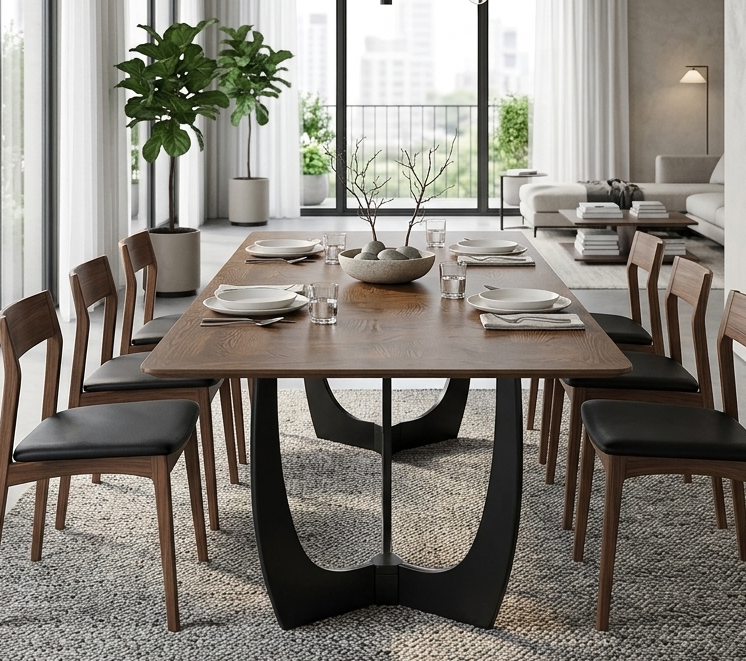 Ash Rectangular Dining Table – Angled Wood Grain Top 94" Denmark Home