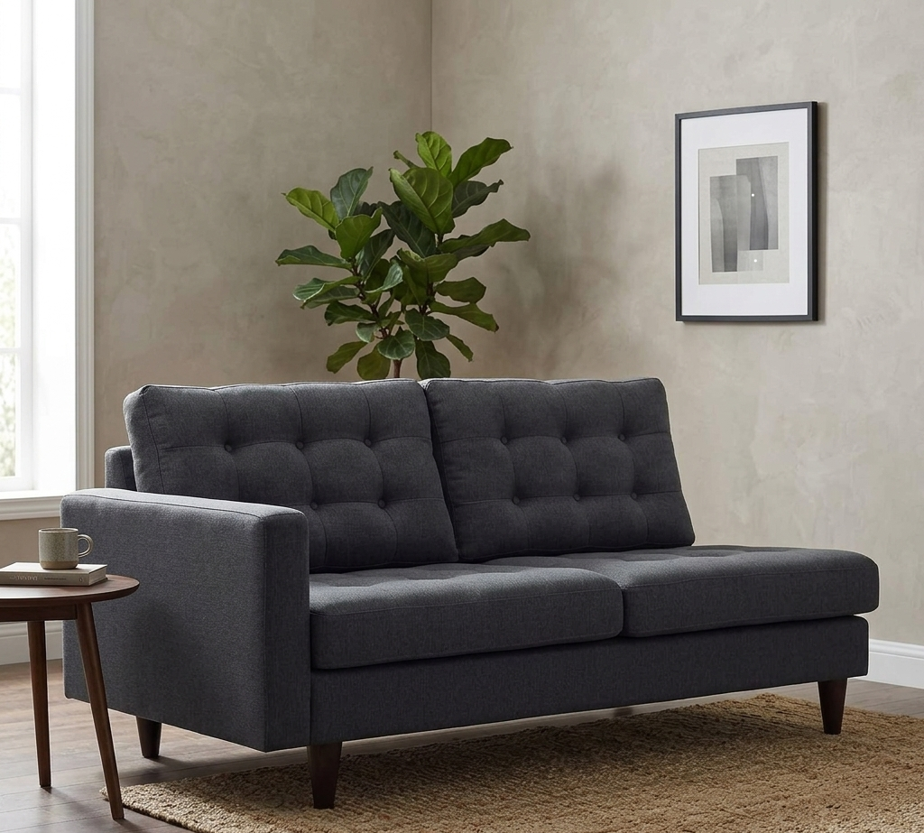 Oura Tufted Fabric Left-Facing Loveseat - Gray