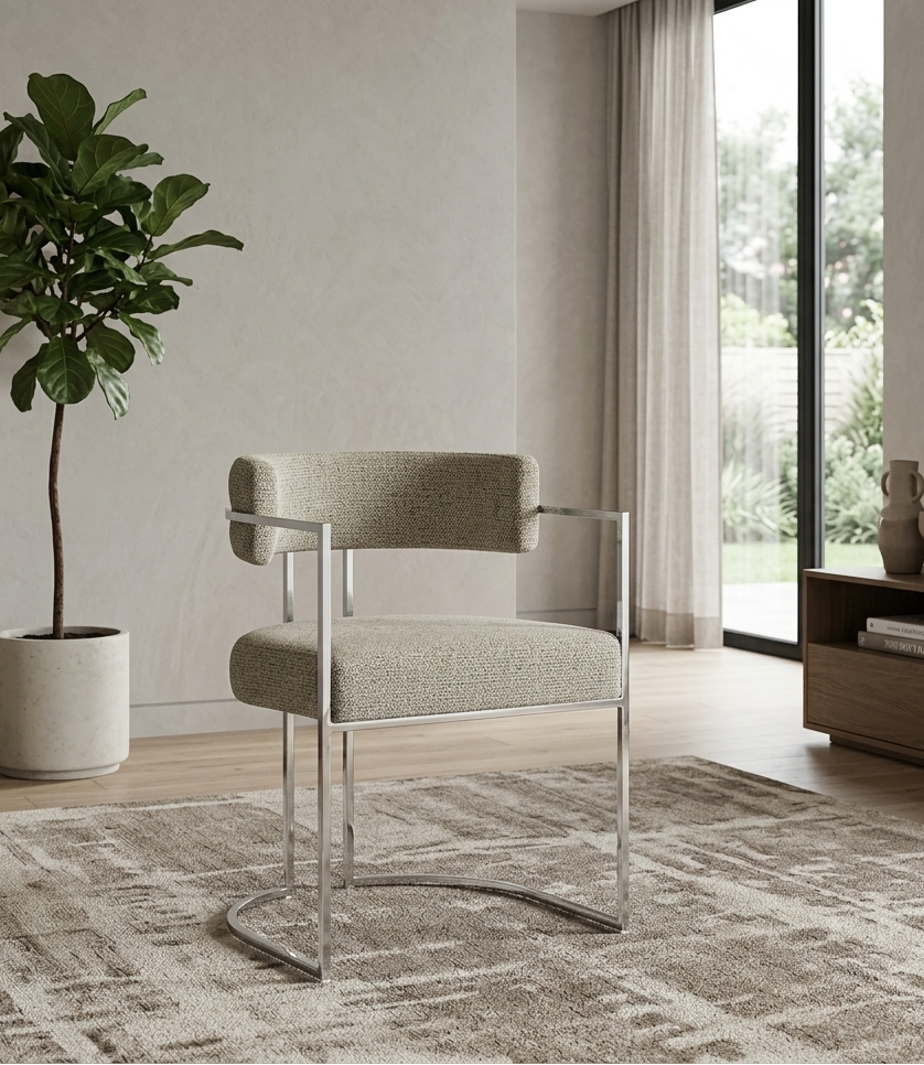Orik Curved Back Dining Chair - Silver Wheat Denmark Home