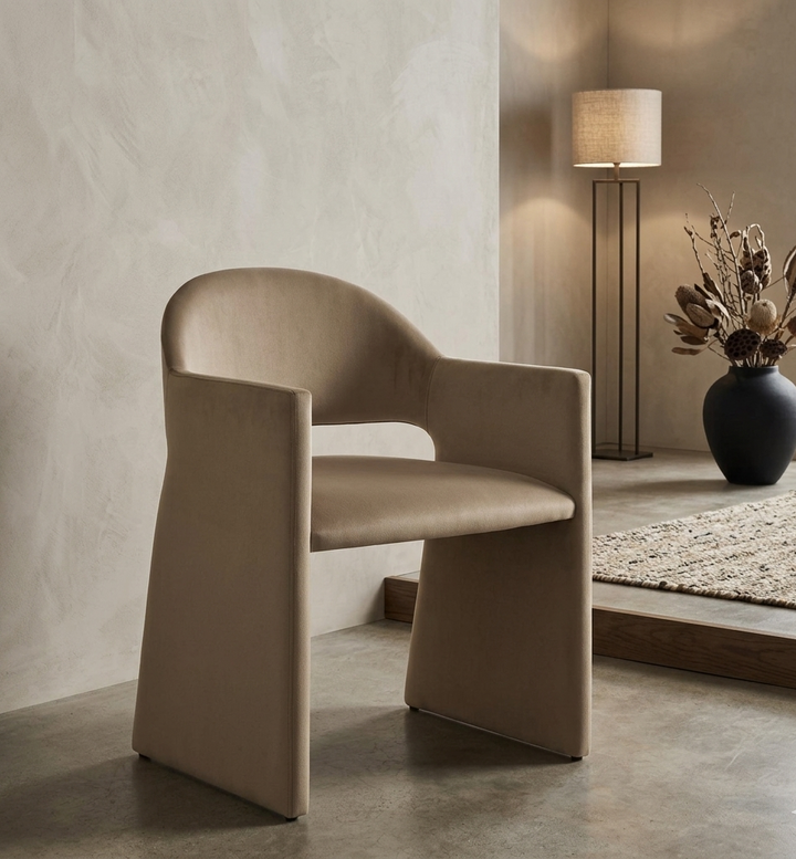 Sok Performance Velvet Dining Armchair - Taupe Denmark Home
