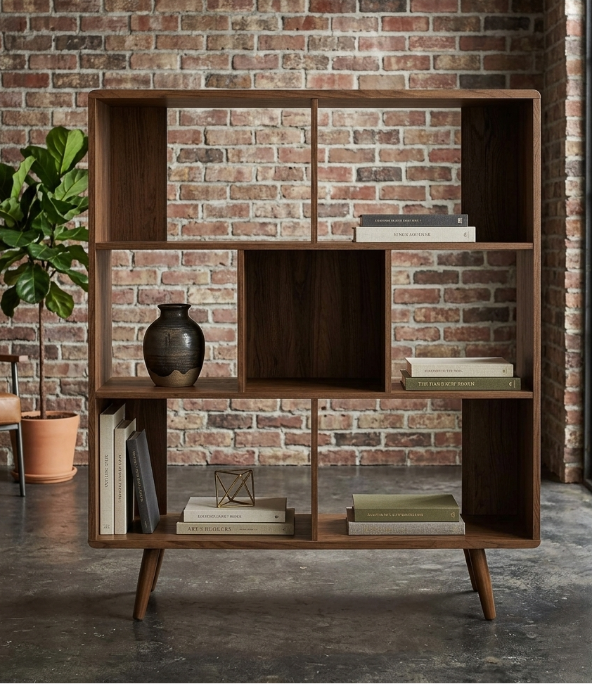 koru 3 Tier Open Bookcase - Walnut Denmark Home