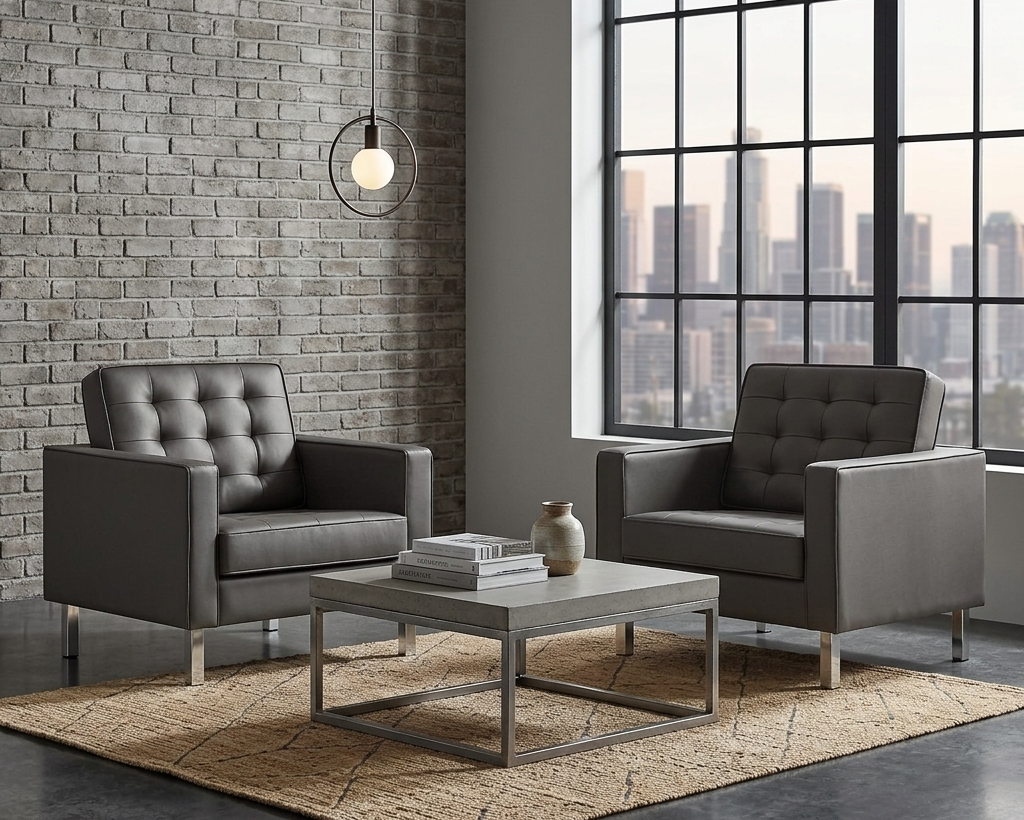 Iona Vegan Leather Armchair Set of 2 – Silver Gray Denmark Home