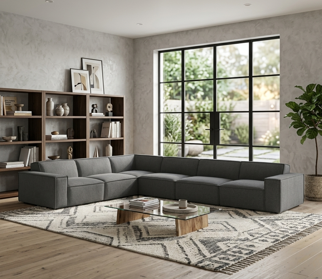 Lucent 6-Piece Fabric Sectional Sofa - Charcoal