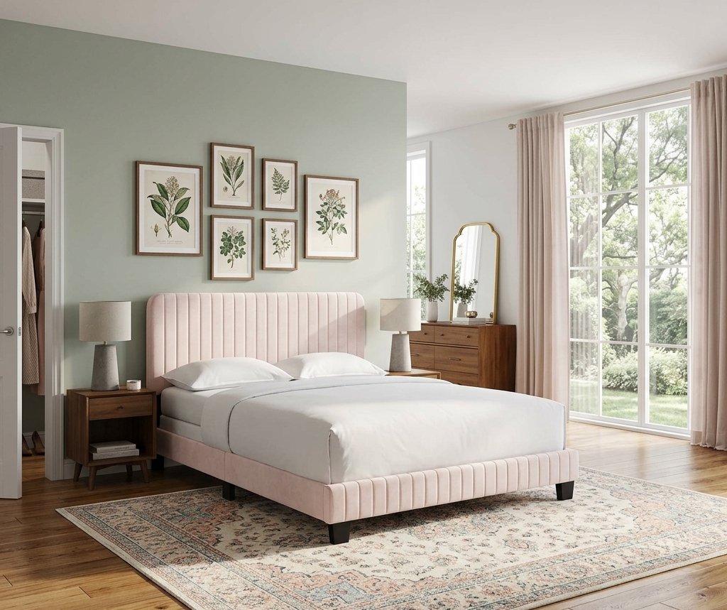 Yiva Queen Bed - Pink Denmark Home