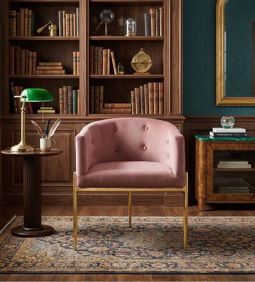 Sprig Velvet Tufted Accent Chair – Dusty Rose Denmark Home