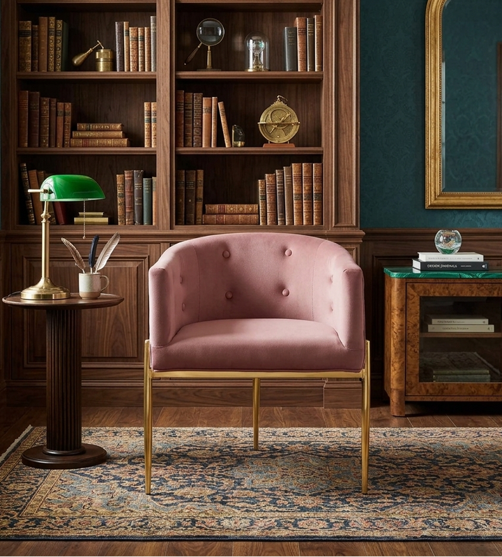 Sprig Velvet Tufted Accent Chair – Dusty Rose Denmark Home