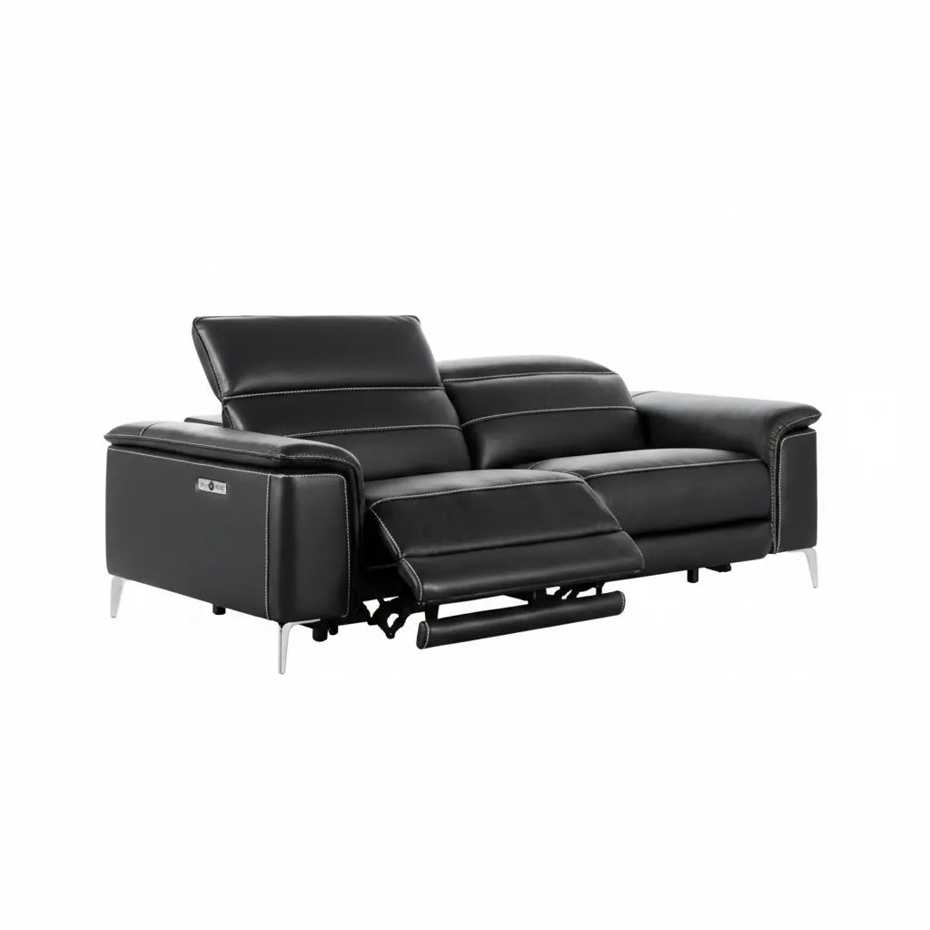 Sano Power Sofa – Black Leatherette with Metal Legs Denmark Home