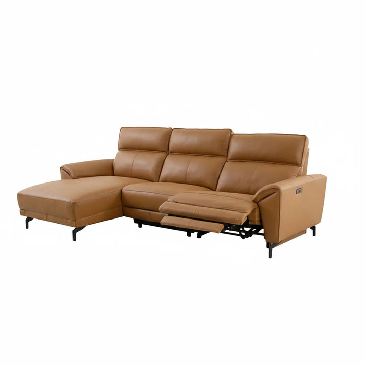 Cora Power Sectional Sofa – Brown Clay Leather, Left Chaise Denmark Home