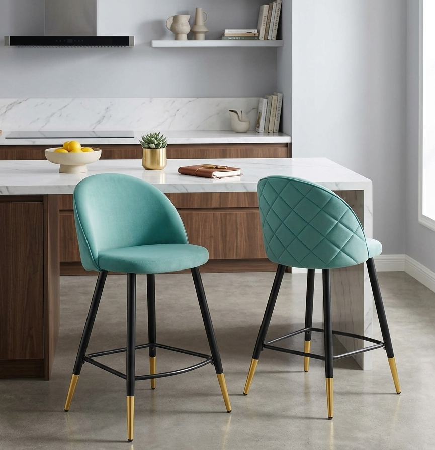 Auravia Velvet Counter Stool Set - Mint Denmark Home
