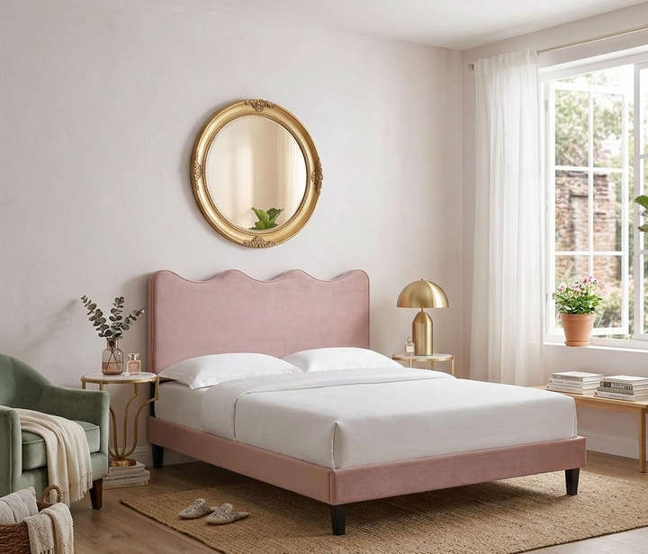 Ona Queen Platform Bed - Dusty Rose Denmark Home