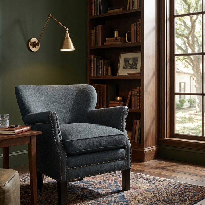 Cast Upholstered Accent Armchair – Gray Denmark Home