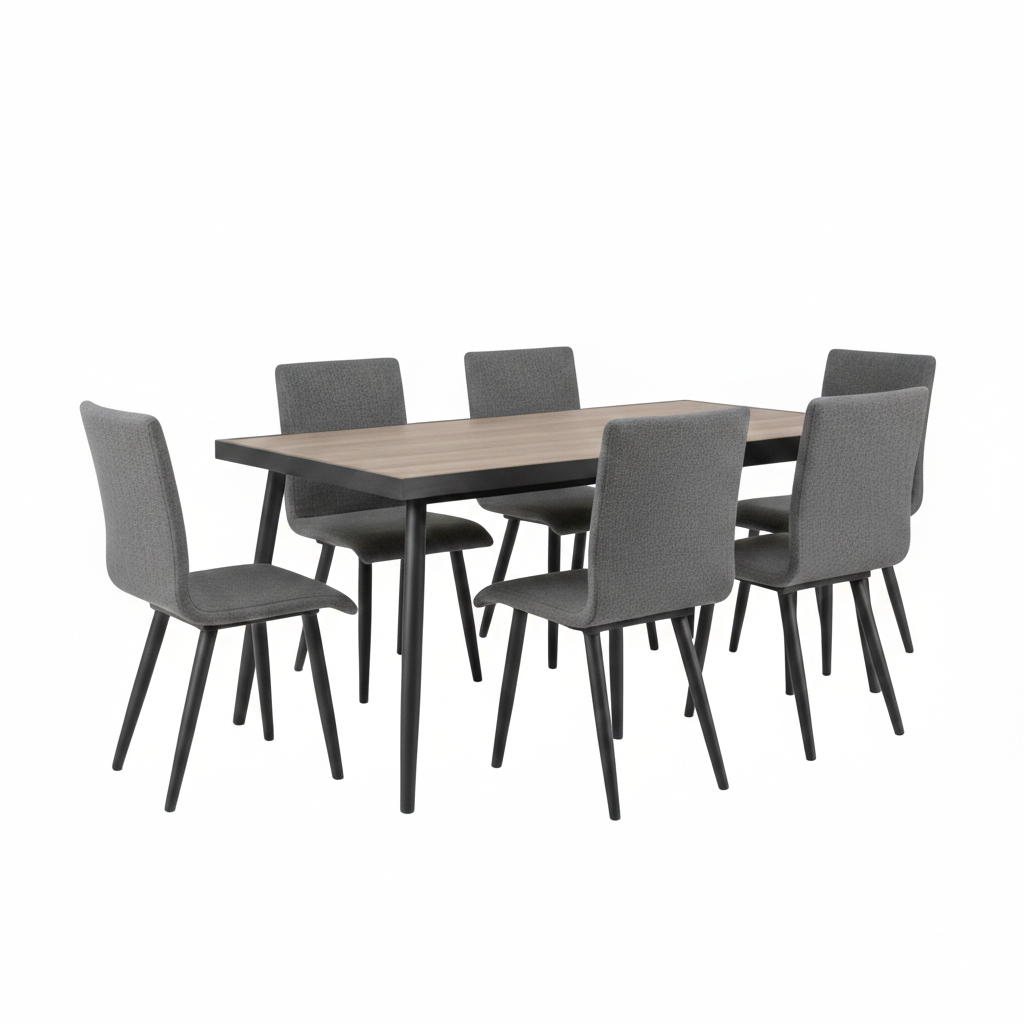 Freja Dining Table – Gray Finish with Metal Framed Top