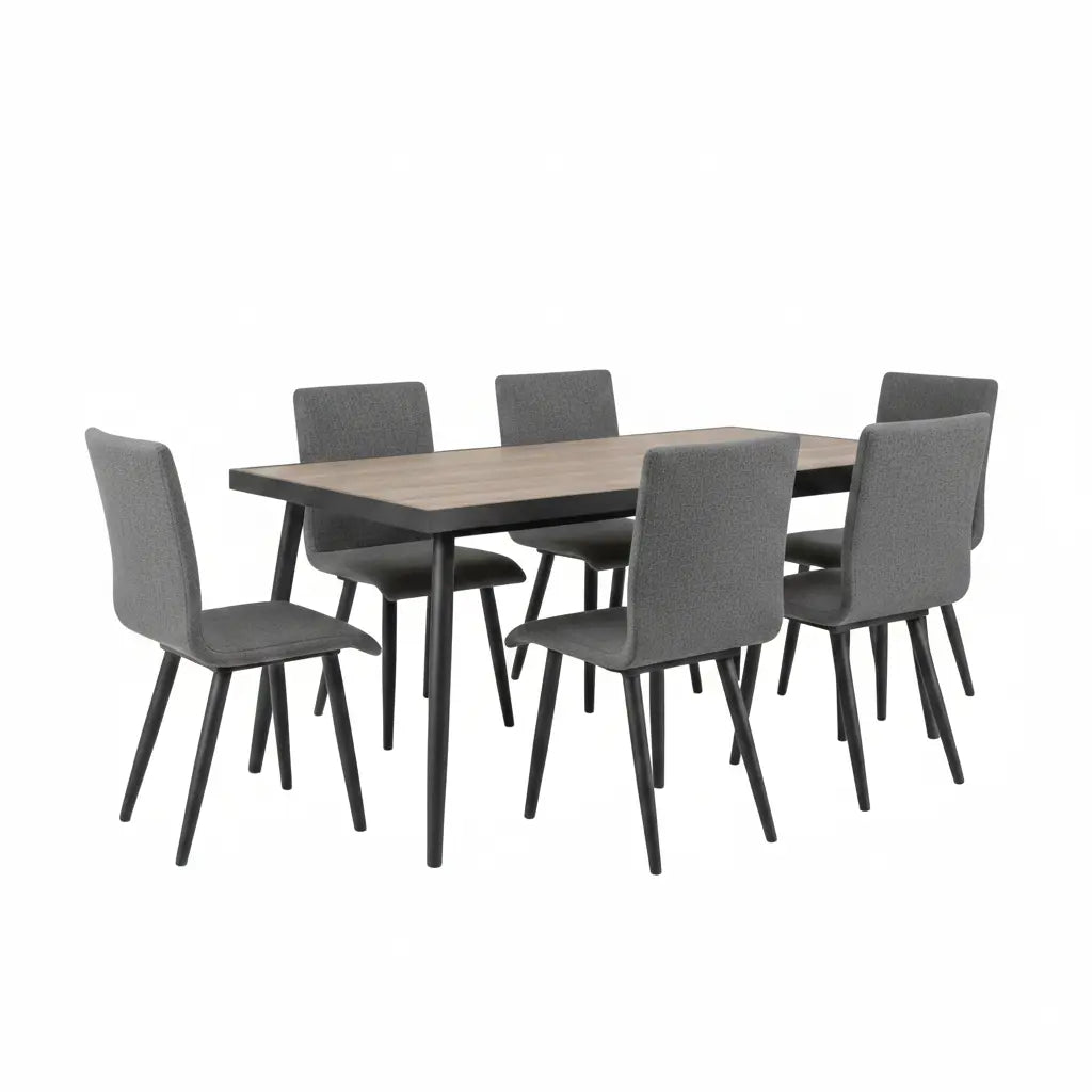 Freja Dining Table – Gray Finish with Metal Framed Top Denmark Home