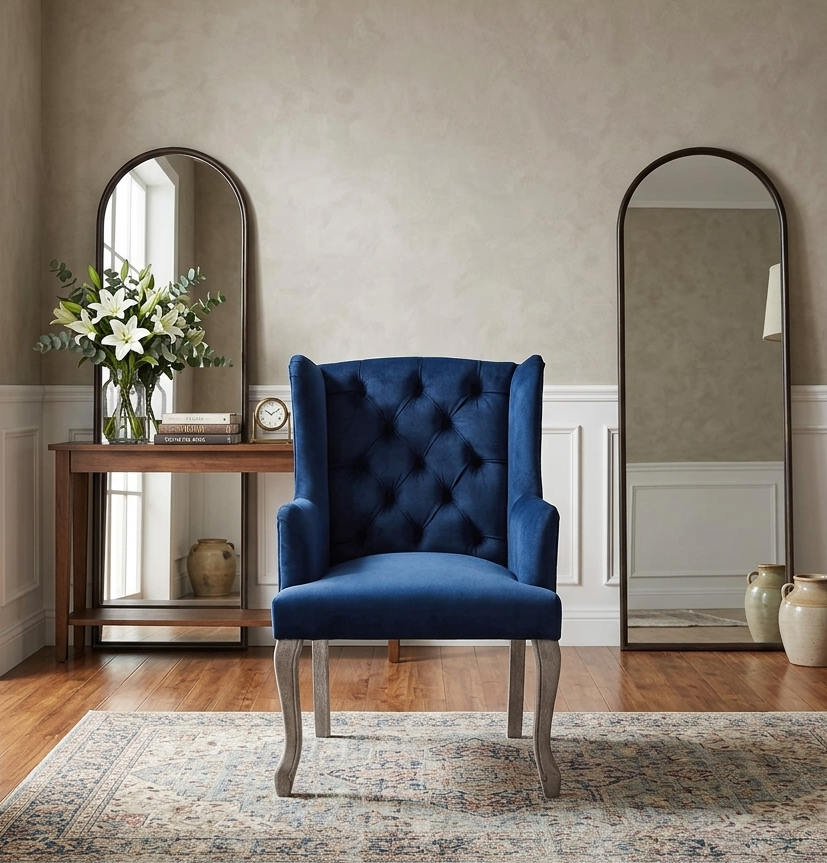 Montclair Tufted Dining Armchair - Navy Denmark Home