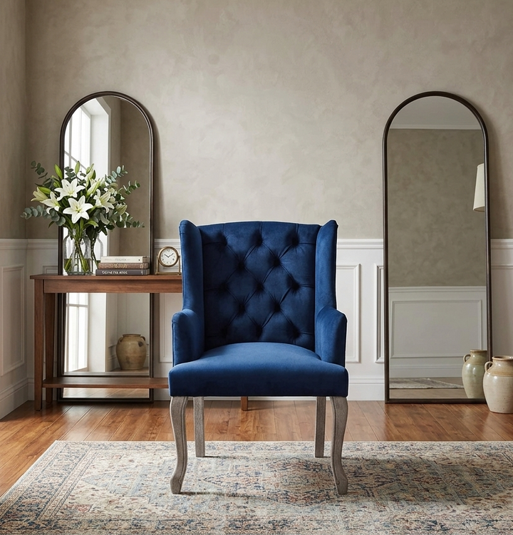 Montclair Tufted Dining Armchair - Navy Denmark Home