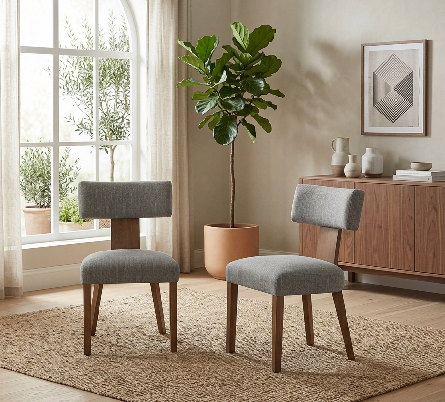 Sevré Dining Chair Set - Heathered Weave Wheat Deep Brown Denmark Home