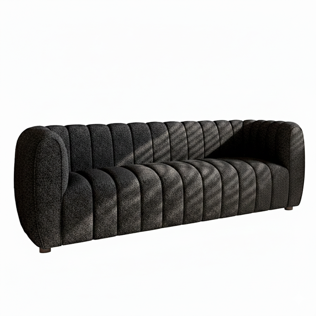 Marcellus Sofa – Black Channel-Tufted Bouclé