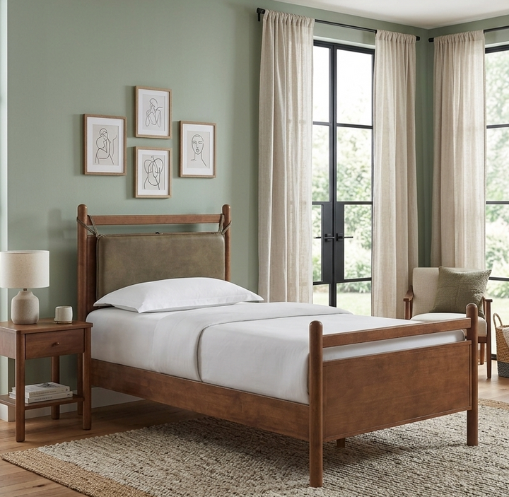 Skeppar Solid Wood Twin Platform Bed -Walnut Mushroom Denmark Home