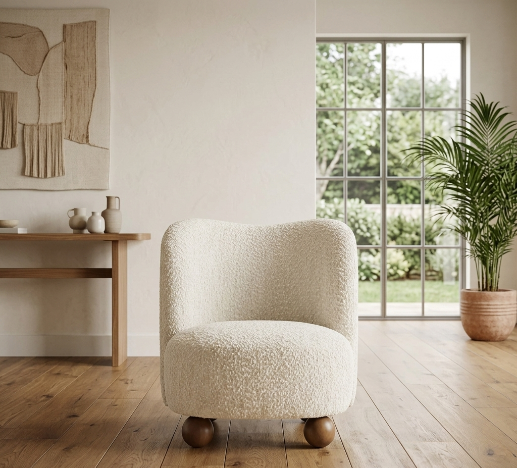 Solvane Boucle Accent Chair-Pearl Walnut Denmark Home