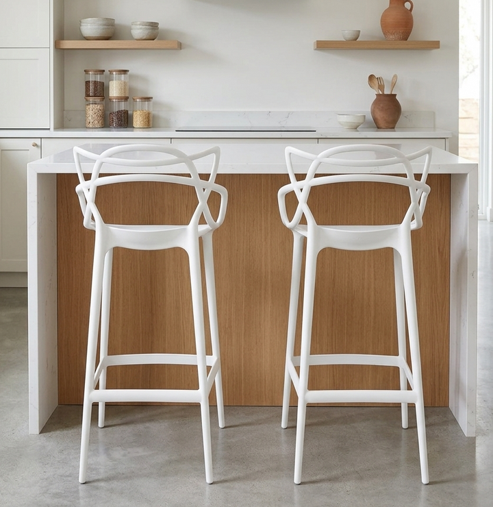Virello Bar Stool set of 2 - White Denmark Home