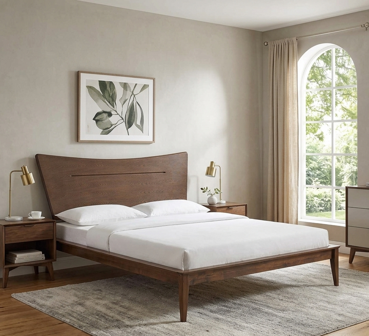 Embla Queen Platform Bed - Walnut Denmark Home