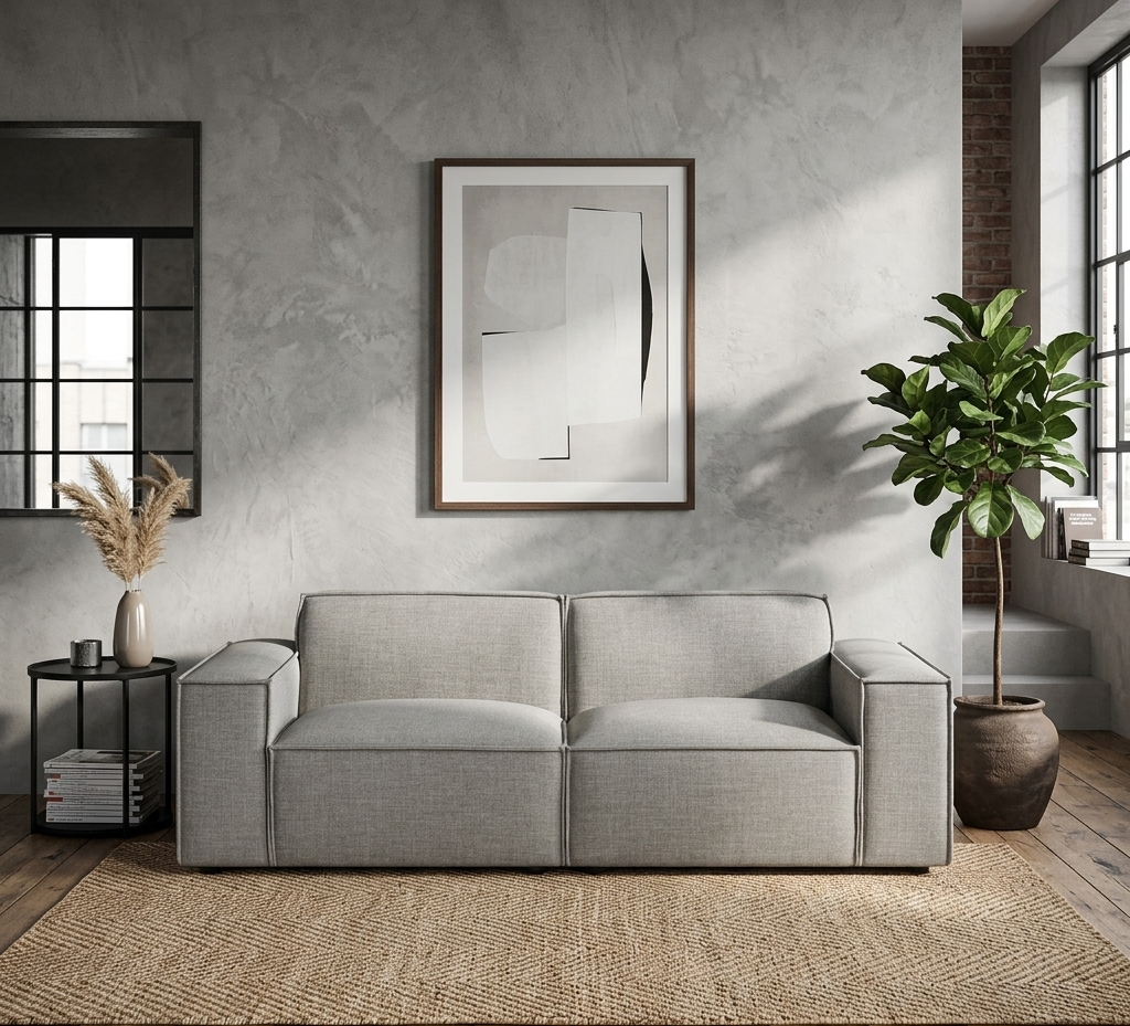 Lucent Fabric 2-Piece Sectional Loveseat – Pewter
