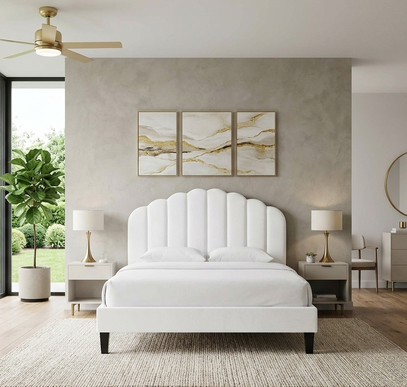 Elise Full Platform Bed - White Denmark Home