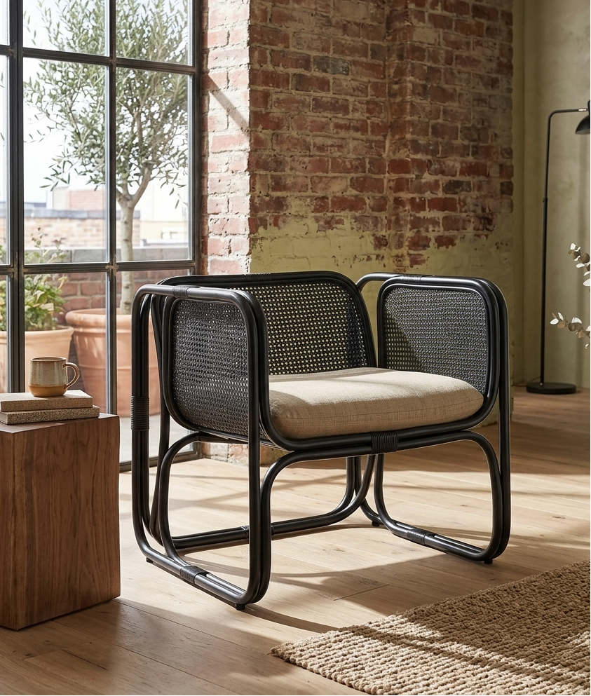 Heath Rattan Lounge Chair – Black Denmark Home