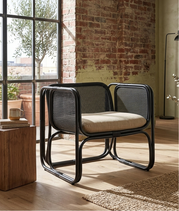 Heath Rattan Lounge Chair – Black Denmark Home