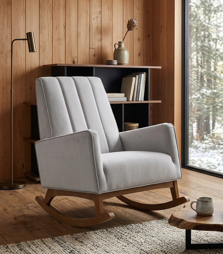 Shade Velvet Rocking Armchair - Light Gray Denmark Home