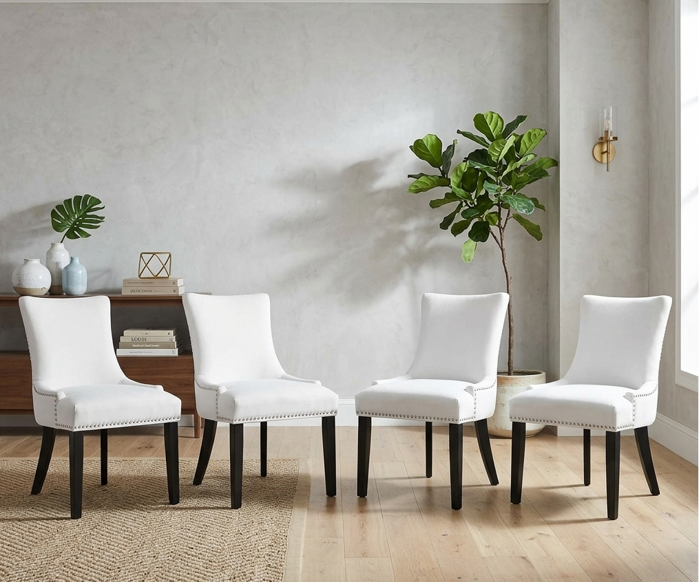 Drape Tufted Vinyl Dining Chair - White Denmark Home