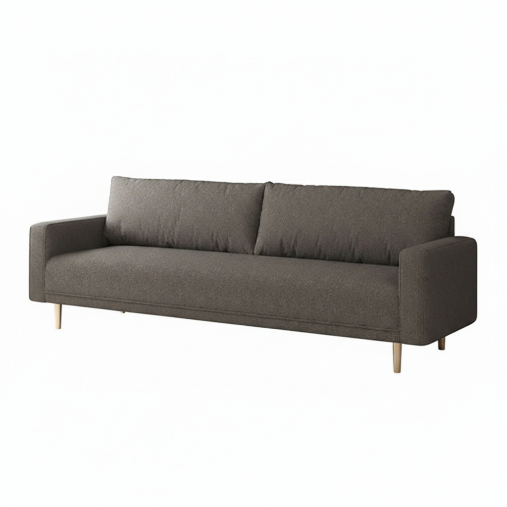 Solvalla Sofa – Charcoal grey Bouclé with Bench Seat & Track Arms