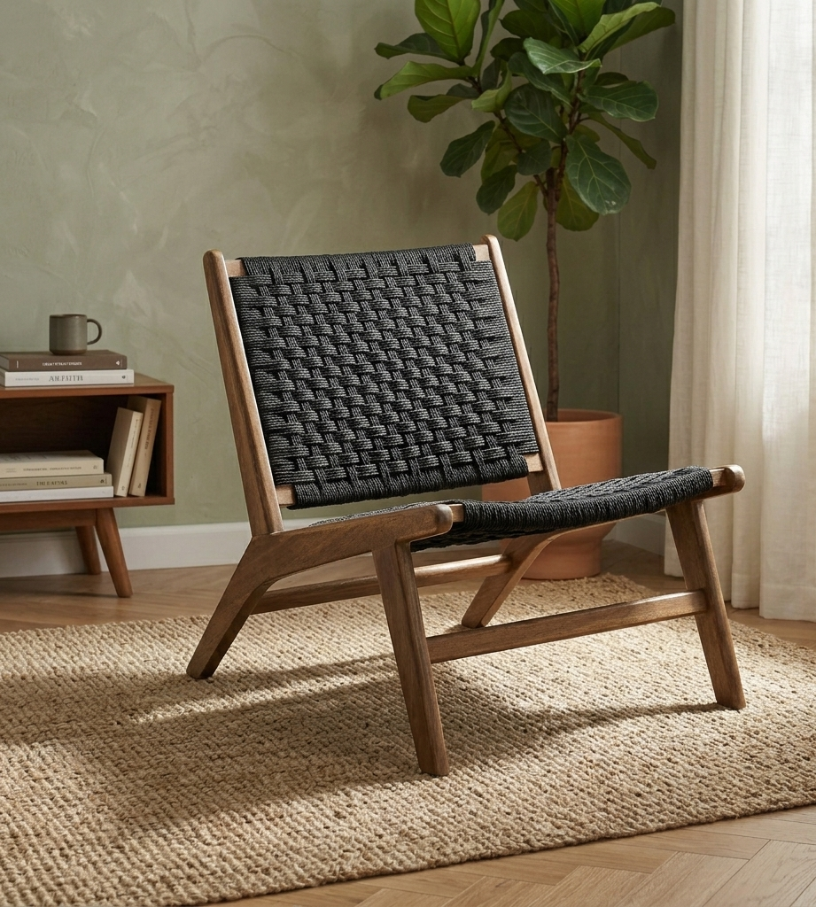 Tarn Rope Accent Lounge Chair – Walnut Black Denmark Home