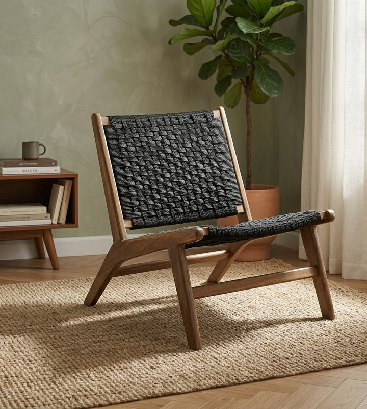 Tarn Rope Accent Lounge Chair – Walnut Black Denmark Home