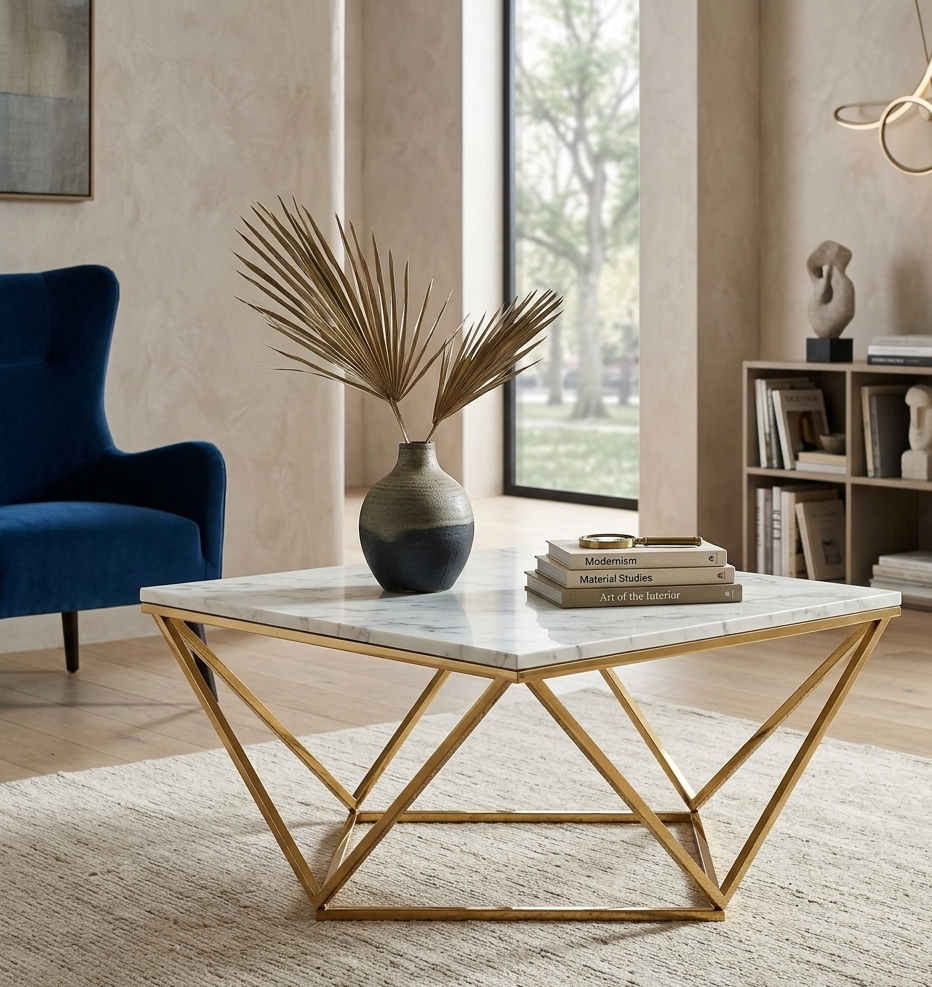 Aurelion Coffee Table – Gold White