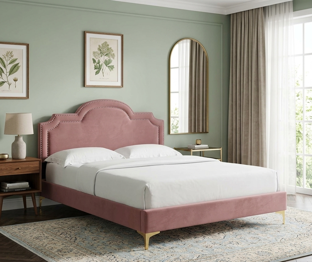 Vilde King Platform Bed - Dusty Rose Denmark Home