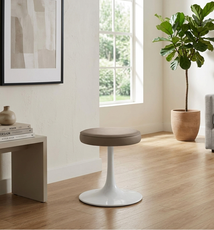 Nuvora Round Stool - Mushroom Brown Denmark Home