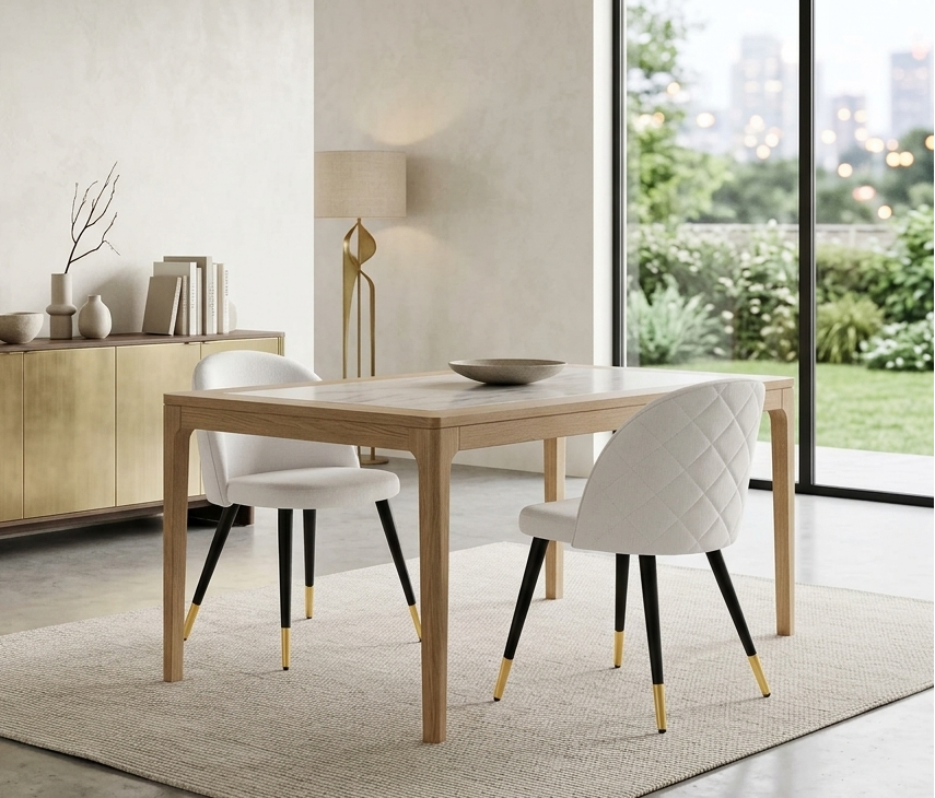 Auravia Fabric Dining Chair Set - White Denmark Home