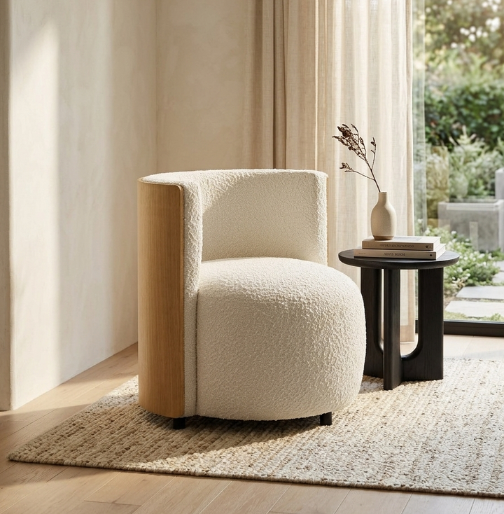 Jot Boucle Barrel Accent Chair – Natural Ivory Denmark Home