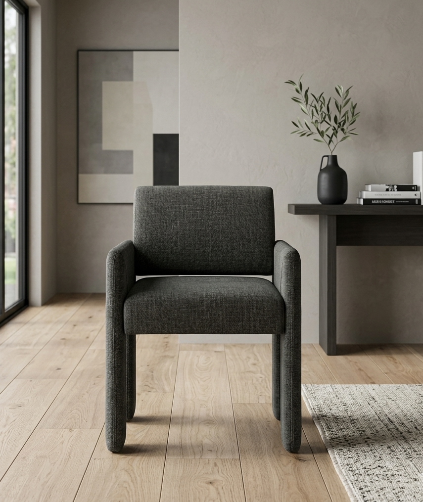 Flik Upholstered Dining Armchair - Charcoal Denmark Home