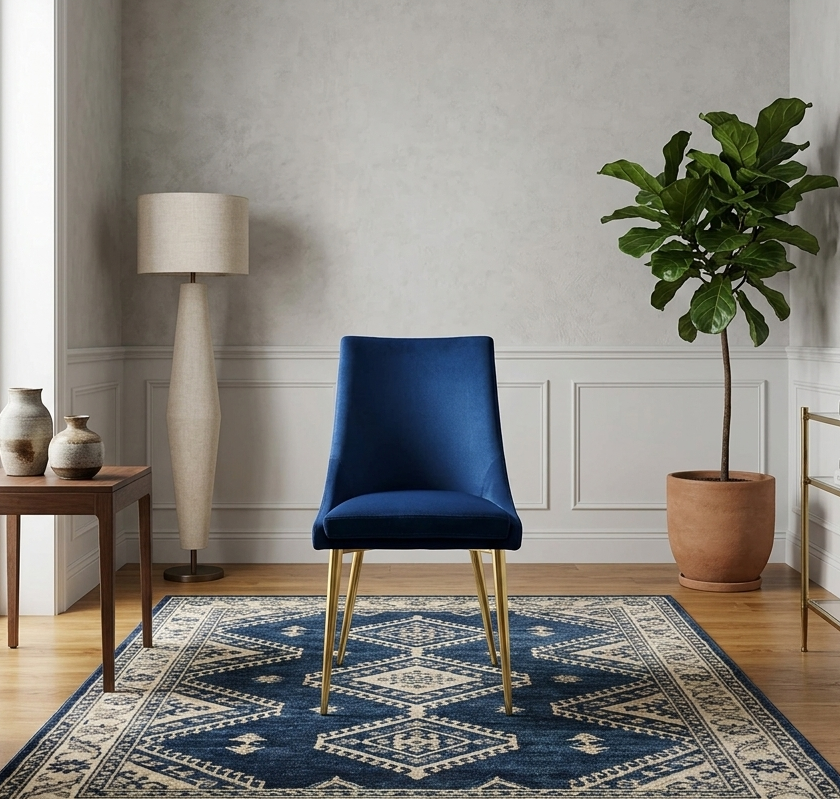 Clasp Velvet Dining Chair - Navy Denmark Home