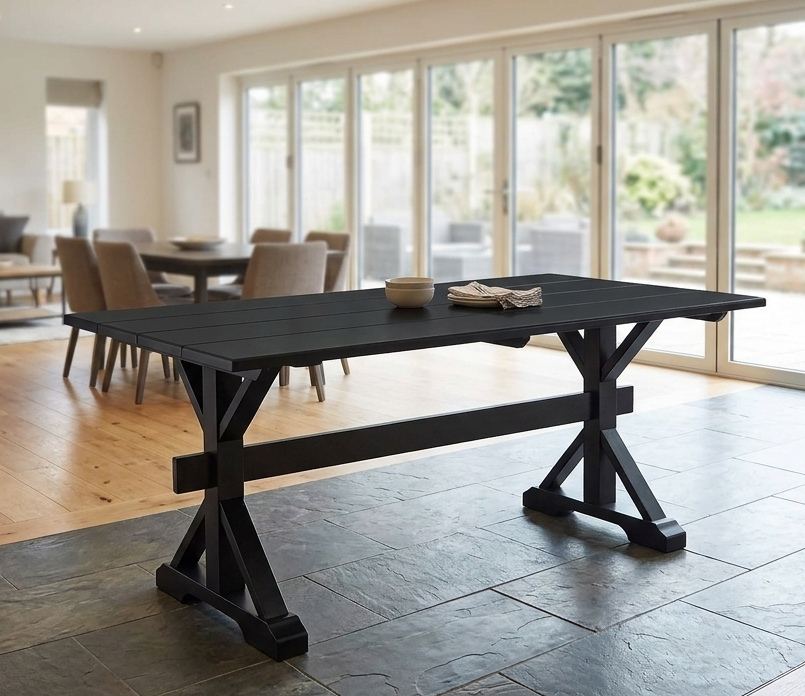 Bark Rectangular Dining Table 71" - Black Denmark Home