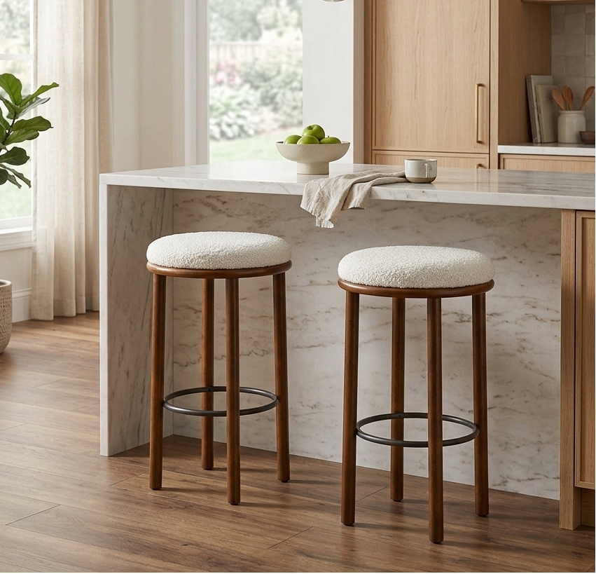 Clad Bar Stools Set of 2 - Walnut Ivory Denmark Home